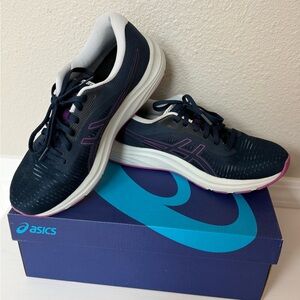 ASICS Navy and Pink Women's Running Sneakers (Size 10)